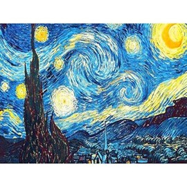 Faraway 5D DIY Crystal Full Diamond Pintura Van Gogh The Starry Night Redondo Taladro Rhinestone Pintura Bordado para Decoración de Pared 12X16inch, Starry Night