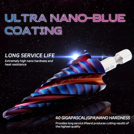 Romentheo Four Spiral Flute Cobalt Step Drill Bit(Pro),M35 High Speed Steel,1/4" Hex Shank Step Bits for Metal, Stainless Steel, Aluminum, Plastic,1/8" - 7/8" (3pcs Set)