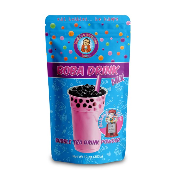 Bubble Gum Boba / Bubble Tea Drink Mix Powder By Buddha Bubbles Boba 10 Ounces (283 Grams)