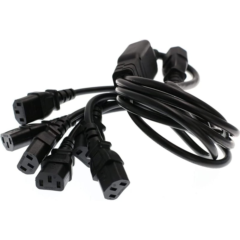 Tekit IEC 320 C14 Male Plug to 6XC13 Female Y