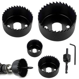 6pcs Hole Saw Kit Holesaw Drill Bit Tools Carbon Steel Downlights Hole Saw Cutters Downlighter Installation Kit for Plasterboard, Plastic & Wood(COLOUR:black)