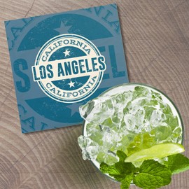 Unbranded Los Angeles City USA Grunge 4'' X 4'' Square Wooden Coaster