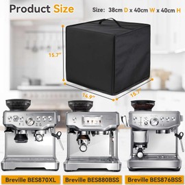 Coffee Machine Cover, Waterproof & Dustproof, Compatible with Breville BES870XL, BES880BSS, BES876BSS, Black, Nylon