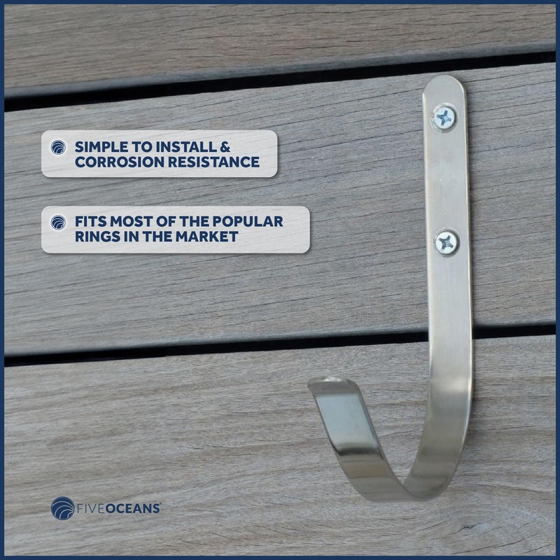 Five Oceans Stainless Steel Ring Buoy Bracket Holder, Flat Mount