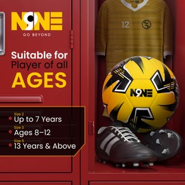 NINE Premium Quality Footballs Striker - Size 3, 4, 5 | Ideal for Kids, Teens & Adults | Perfect for Training & Matches (Yellow, 5)