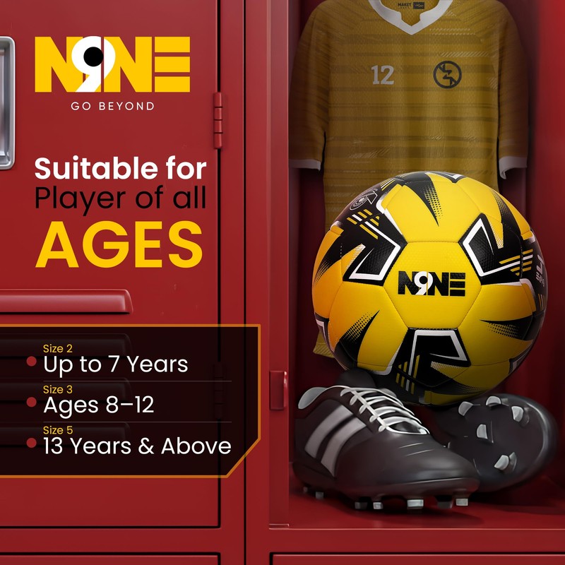 NINE Premium Quality Footballs Striker - Size 3, 4, 5