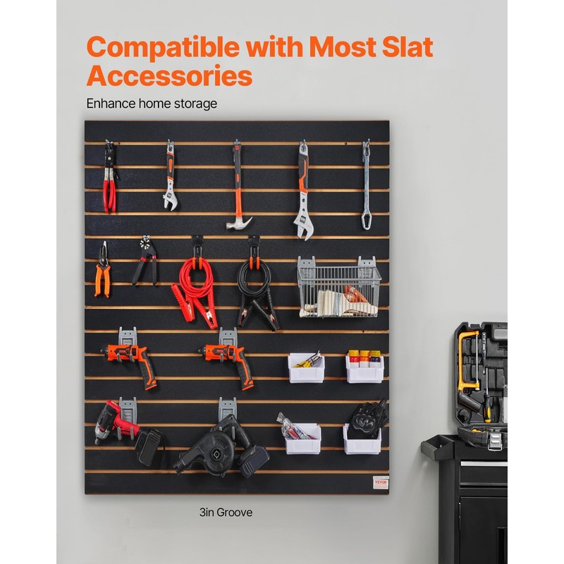 VEVOR Slatwall Panel, 16 sq.ft, Versatile Durable Slat Wall Panel