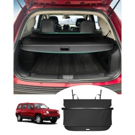 Powerty Cargo Cover for Jeep Patriot & Compass 2007-2016 Accessories Trunk Cover Retractable Trunk Shielding Shade Cargo Luggage Cover No Gap (Not Fit 2017 Jeep Patriot)