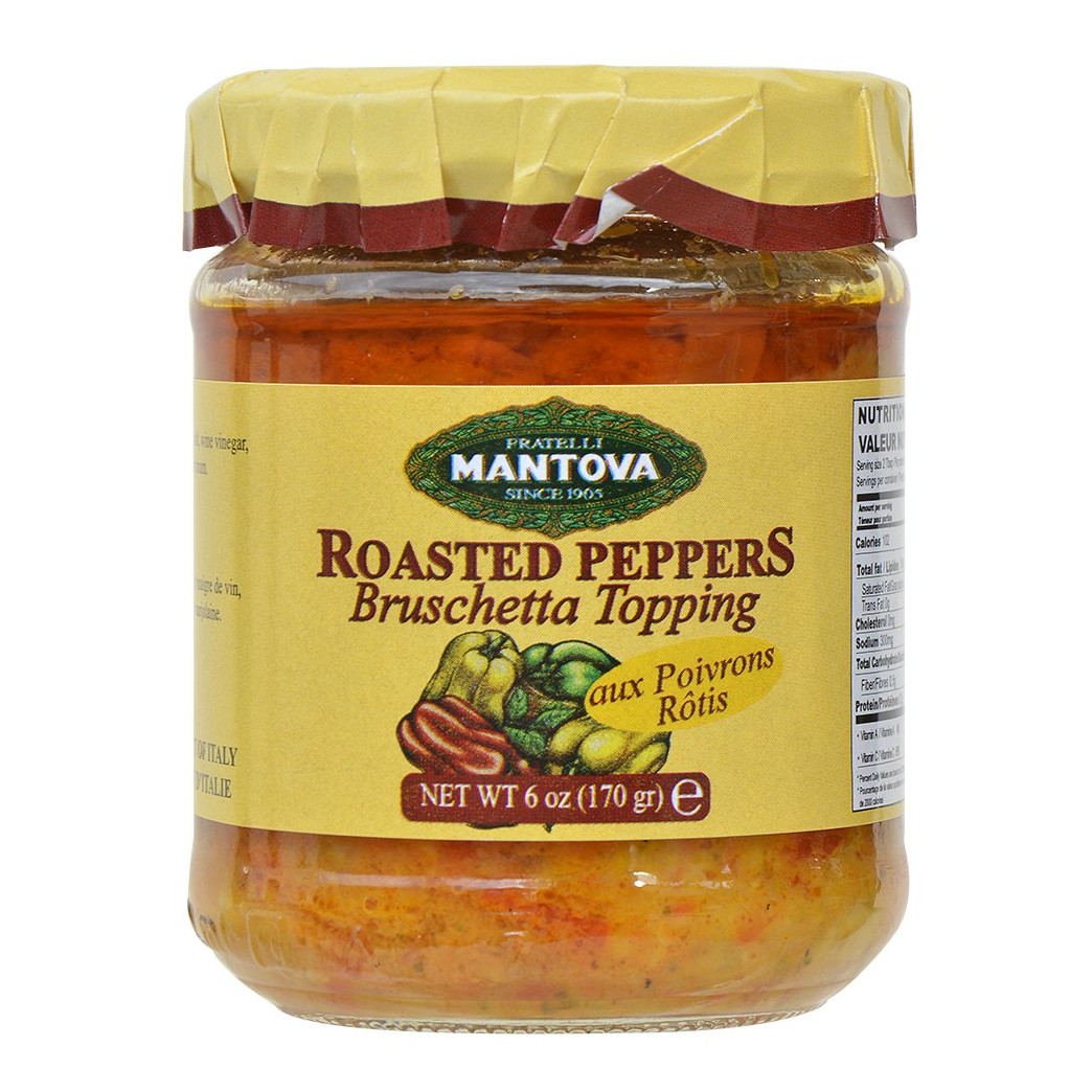 Mantova Roasted Peppers Bruschetta Topping 6 Oz, (Pack of 4) the intense, smoky flavor and aroma of these roasted peppers makes them an inspired topping for traditional bruschetta.