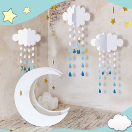20 Pcs 3D Cloud Decorations Hanging Clouds and Raindrop for Ceiling Paper Artificial Cloud Props Ceiling Decor Fake Cloud Decorative Ornaments for Ceiling DIY Wedding Party Room Decoration
