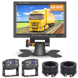 Hikity 7 Inch Monitor Kit Vehicle Backup Camera Night Vision Waterproof Rear View Camera Reverse Monitor for Truck,RVs,Bus, Trailer (9V-36V)