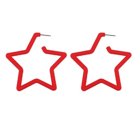 80 90s Colorful Big Acrylic Star Hoop Earrings Neon Geometric Party Accessories for Women Fluorescence Statement Jewelry-Red