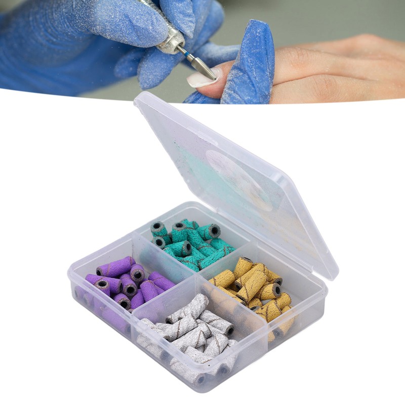 60pcs Nail Sanding Bands with Mandrel Bit Manicures Tool Professional