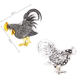 4pcs Multicolor Rooster Brooch Pins, Retro Metal Cock Chicken Breastpin Set with Crystal Rhinestones for Silk Scarf Dress Party Decoration