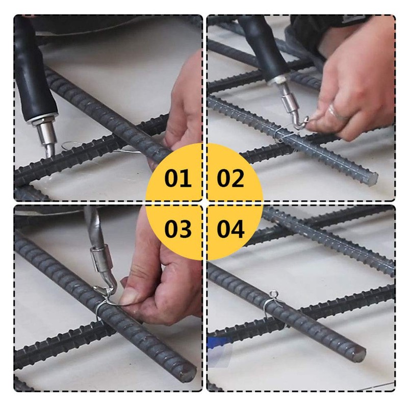 Rebar Tie Wire Twister Tool, Semi-Automatic Retractable Steel Hook Pull