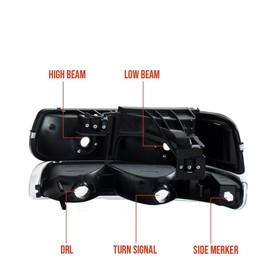 PIT66 Headlights, Compatible with Chevy Silverado 1500 2500 99-02/Fit Silverado 1500HD 2500HD 3500 01-02/Fit Tahoe Suburban 1500 2500 00-06 Clear lens Chrome Housing Amber Reflector