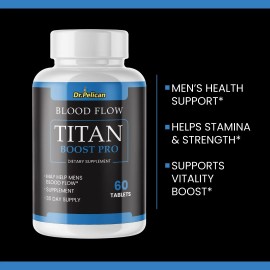 Pelican Vitamins Blood Flow Titan Boost Pro- Men's Health & Performance- 60 Tablets