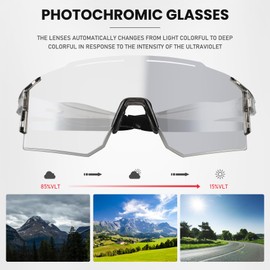 OULAIQI Photochromic Cycling Sunglasses for Men Women Sports Sunglasses UV400 Protection Cycling MTB BMX Bike Glasses