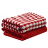 2 Pack Kitchen Towel Cotton Terry Tea Towels Red / White Monocheck Super Absorbent Dish Drying Cleaning Cloths 35x65cm (Red, 2)
