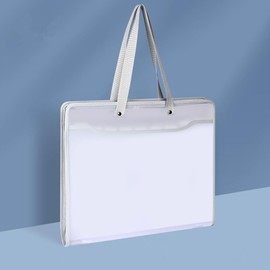 Shulaner Plastic Art Portfolio Folder with Zipper and Handle Large Waterproof Bag Artwork Storage Container for Drawing Sketch Photography Poster Files Document White