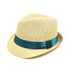 TrendsBlue Classic Natural Fedora Straw Hat, Teal Band