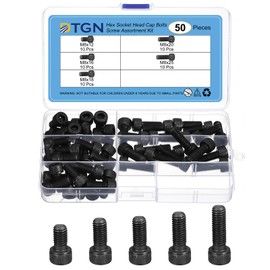 DTGN 50Pcs M8 Metric Screw Assortment, M8 Bolts Socket Head Screws, 12.9 Grade Steel M8x12/16/18/20/25mm Hex Socket Head Cap Screws Bolt Set for 3D Printing DIY