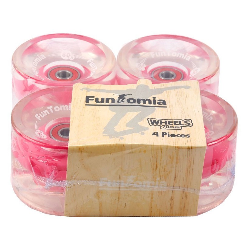 FunTomia Set of 4 (LED) Longboard/Skateboard Wheels (Big Wheels) in