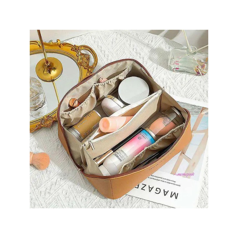 modoo 파우치 보관 메이크업 사각 소프트 화장품jkl080 [브라운] Modoo Pouch