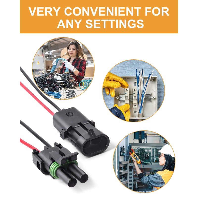 VIGRUE 1/2/3/4/6 Pin Waterproof Automotive Electrical Connectors with Ratcheting Wire