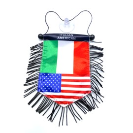 Italian American Flag Rearview Mirror Hanging Accessory – Celebrate Italy and USA Dual Heritage