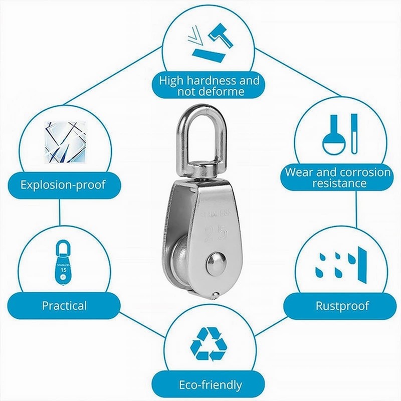 ExcInter Single Pulley M32 Steel Wheel Block Heavy Duty Pulley