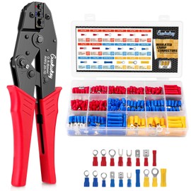 Crimping Pliers Cable Lugs Set Including 360 Pieces Crimping Pliers Cable Lugs Set, Insulated Cable Lugs Set, Electrical Connector Crimping Tool for Crimp Connector 0.5-6 mm² (AWG 20-10)