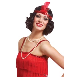 Costume Culture Women's Curly Flapper Wig with Sequin Headband, Black, One Size