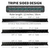 Architectural Scale Ruler, Imperial Measurements 12'', Laser-Etched Aluminum Architect Triangular