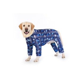 Kukaster Pet Dog Shirts Anti-Licking, Thin Cool Breathable Mesh, Summer Clothing for Large Dogs, Dog Bodysuit After Surgery Male Castration Wound Protection Suits for Dog, Dark Blue Shark, Size