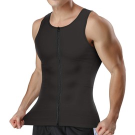 CtriLady Men's Compression Shirt, Performance Inner Shirt, Running Wear, Sports, Training Wear, Training, Sweat Absorbent, Quick Drying, Inner Sportswear, Tank Top, Men's Tummy Tightening, Corrective