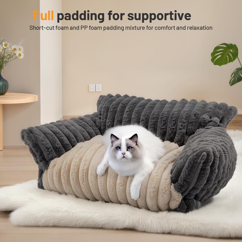 BUMUBI Washable Pet Sofa Bed - Comfortable Supportive Cat Couch