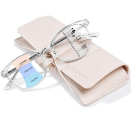 OPTOFENDY Progressive Multifocal Reading Glasses for Women Men, TR90 Blue Light Computer Readers Anti Glare/Eyestrain, Clear 2.25