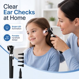 Ear Inspection Otoscope with LED Light – 3X Magnification Pocket Scope with 4 Reusable Tips for Adults & Children