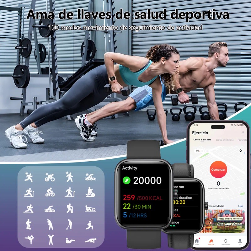 Smartwatch Mujer Hombre Reloj Inteligente Bt Llamadas Alexa