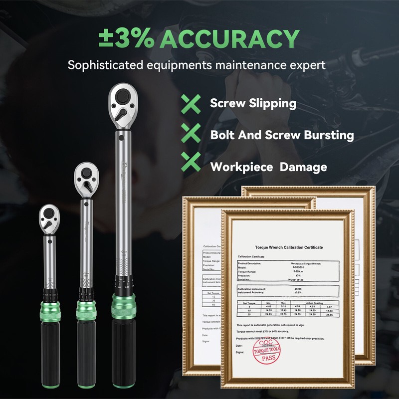 Dejunpool 3PCS Torque Wrench Set 1/4 & 3/8 & 1/2-Inch
