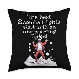 The best Snowball fights with Friends Cool Tracksuit Snowball Fights Costume Throw Pillow, 18x18, Multicolor