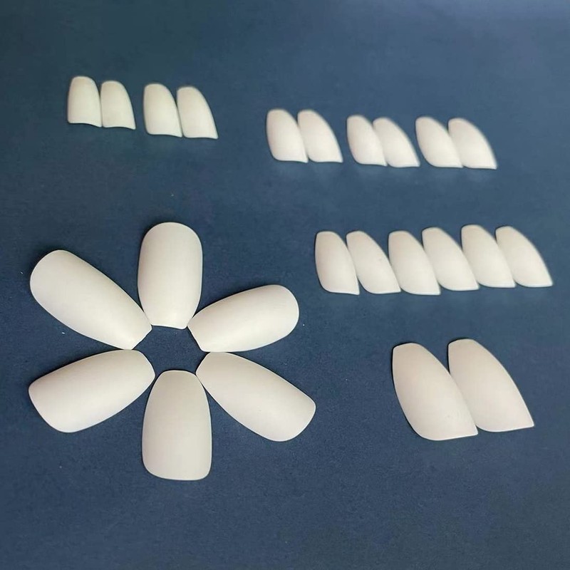 Carufin Pack of 24 White Matte False Nails Sticker Press