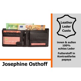 Josephine Osthoff Handtaschen-Manufaktur Men`s Leather wallet with 2 coin Compartments - Black