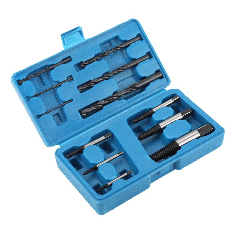 12Pcs Steel Screw Extractors and Drill Bits Guide Set Broken