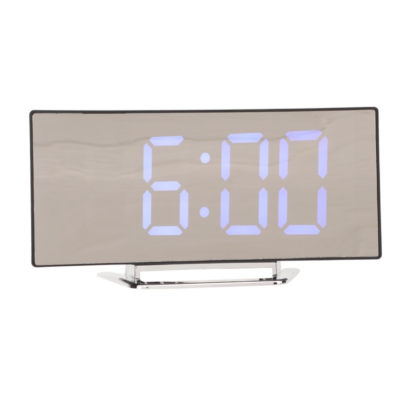 Mirror Digital Alarm Clock Temperature Display LED Curved Mirror Digital