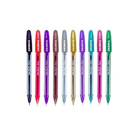 Zebra Mexico 8917-67 Zebra Rollerball Doodler'Z, Estuche con 10 Rollerballs Stick de Tinta Gel, color Neón y Glitter