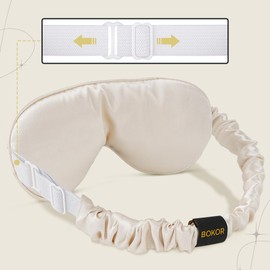 BOKOR Adjustable Silk Sleep Eye Mask - FSA/HSA Approved Sleep Mask for Women and Men, Luxury Mulberry Silk Eye Cover, Light-Blocking Improve Sleep Quality, Gift Ready with Travel Bag - Champagne