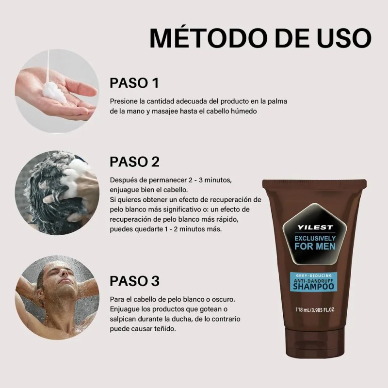 Shampoo Canas Desvanecedor Progresivo De Canas Para Hombres