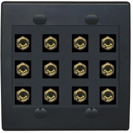 RiteAV 12 Banana 6 Speaker Surround  2 Gang Coupler Wall Plate 2 Gang Black